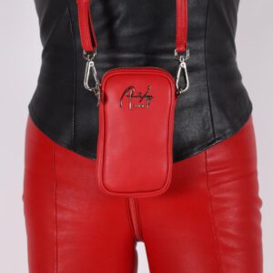 Mini-Tasche - Handy Umhängetasche rot Leder