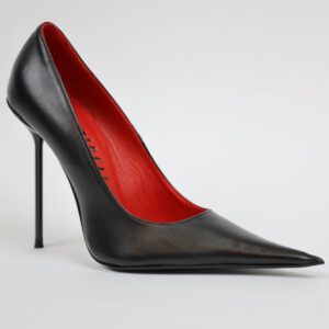 Longpoint Leder Stiletto High Heels schwarz-rot