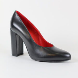 Italienische Pumps mit High Heel Blockabsatz schwarz Leder