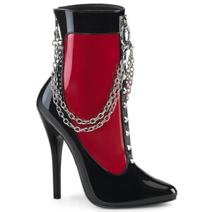 DOMINA-1033 Zweifarbige High-Heels Stiefelette schwarz-rot