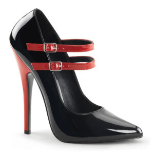 DOMINA-442 Zweifarbige High Heels schwarz-rot Lack