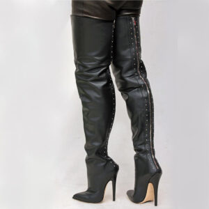Extralanger Leder Overknee Stiefel