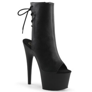 ADORE-1018 Offene Open-Toe Plateau Stiefelette schwarz PU