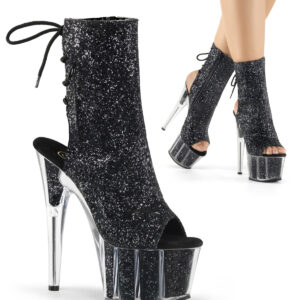 ADORE-1018G Open-Toe Plateau Stiefelette schwarz Glitter