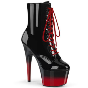ADORE-1020BR-H Lack Stiefelette mit schwarz-rotem Plateau