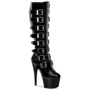ADORE-2043 Plateau Kniestiefel mit Schnürung und Schnallen