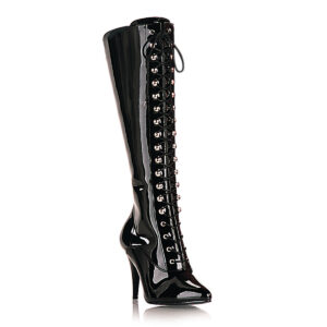 VANITY-2020 Schwarzer Lack Schnürstiefel