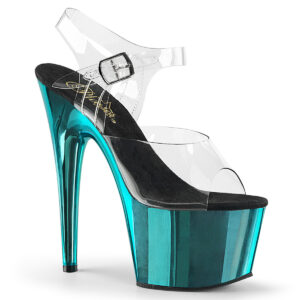 ADORE-708 High Heel Plateau Sandalette türkis Chrom