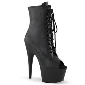 ADORE-1021 Peep Toe Plateau Stiefelette schwarz PU Kunstleder
