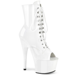 ADORE-1021 Peep Toe Plateau Stiefelette weiss Lack