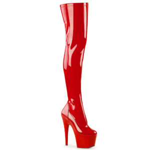 ADORE-3000 Overknee Stiefel mit Plateau rot Stretchlack