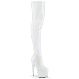 ADORE-3000HWR Overknee Plateau Stiefel Hologramm Stretchlack weiss