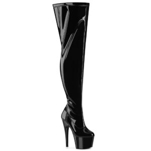 ADORE-3000WCF Overknee Plateau Stiefel mit extraweiter Wade schwarz Lack