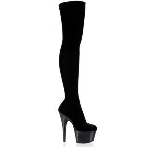 ADORE-3002 Overknee Plateau Stiefel schwarz Samt