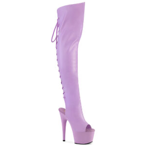 ADORE-3019 Plateau Overknee Stiefel mit Schnürung hinten lavendel Kunstleder
