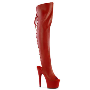ADORE-3019 Plateau Overknee Stiefel mit Schnürung hinten rot Kunstleder