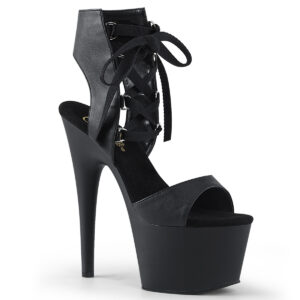 ADORE-700-14 Lace-Up Plateau Sandalette schwarz Kunstleder