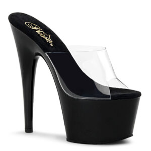 ADORE-701 Plateau Pantolette klar-schwarz
