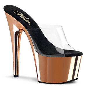 ADORE-701 Durchsichtige Pantolette mit rose gold Chrom Plateau