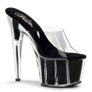ADORE-701G Plateau Pantolette schwarz Glitter