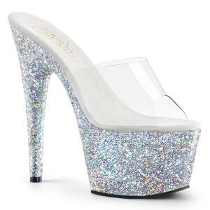 ADORE-701LG Plateau Pantolette silber Multicolor Glitter