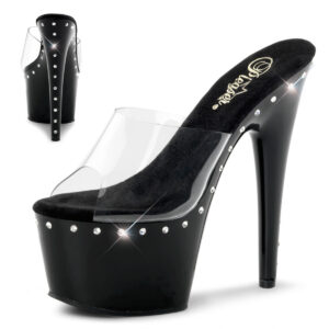 ADORE-701LS Plateau Pantolette schwarz mit Strass