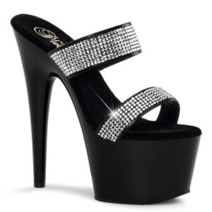 ADORE-702-2 Plateau Pantolette mit strassbesetzten Riemchen