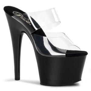 ADORE-702 High Heel Plateau Pantolette klar-schwarz