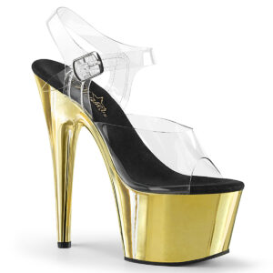 ADORE-708 High Heel Plateau Sandalette gold Chrom