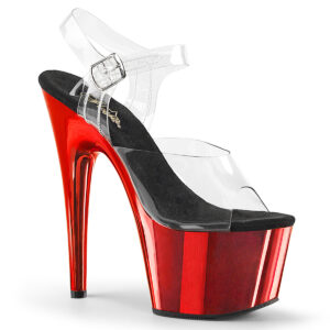 ADORE-708 High Heel Plateau Sandalette rot Chrom