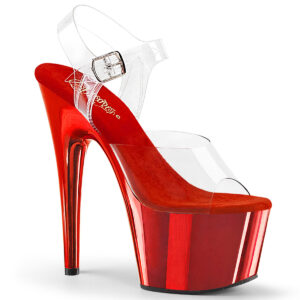 ADORE-708 High Heel Plateau Sandalette rot Chrom