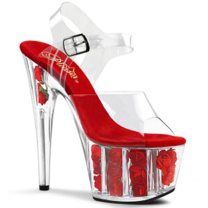 ADORE-708FL Plateau High Heels durchsichtig-rot