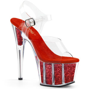 ADORE-708G Plateau High Heels rot Glitter