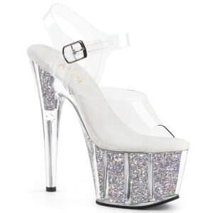 ADORE-708G Plateau High Heels silber Glitter