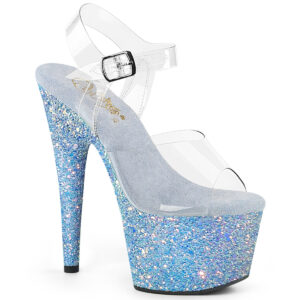 ADORE-708LG Plateau High Heels baby blue Glitter