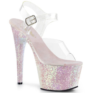 ADORE-708LG Plateau High Heels opal Multi Glitter