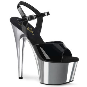 ADORE-709 High Heel Plateau Sandalette schwarz-silber Chrom