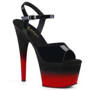 ADORE-709BR-H High Heel Plateau Sandalette schwarz-rot