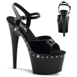 ADORE-709LS High Heel Plateau Sandalette schwarz mit Strass