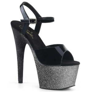 ADORE-709OMBRE Plateau High Heels Sandalette schwarz-silber