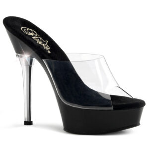 ALLURE-601 Plateau Pantolette durchsichtig-schwarz