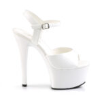 High Heel Plattformsandalette in weiss Lack mit einem eleganten Riemchen.