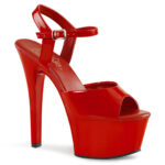 High Heel Plattformsandalette in rot Lack mit einem eleganten Riemchen.