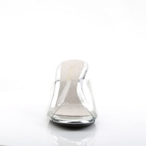 Klassische durchsichtige Pantolette mit 7,5 cm Absatz und heller Lederinnensohle.