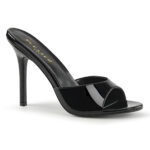 High Heel Pantolette in schwarz Lack von Pleaser mit 10 cm hohem Absatz.