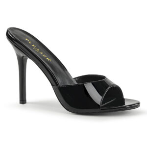 High Heel Pantolette in schwarz Lack von Pleaser mit 10 cm hohem Absatz.