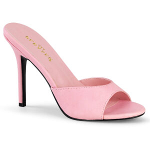 High Heel Pantolette in baby pink Kunstleder von Pleaser mit 10 cm hohem Absatz.