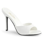 High Heel Pantolette in weiß Kunstleder von Pleaser mit 10 cm hohem Absatz.