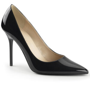 Klassische Pumps in schwarz Lack mit 10 cm High Heel Stilettoabsatz.