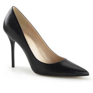 Klassische Pumps in schwarz Kunstleder mit 10 cm High Heel Stilettoabsatz.